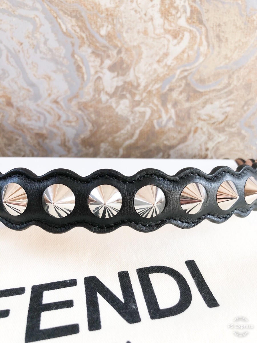 Fendi Studded Accents Embellished Leather Belt Fendi Studded Accents Embellished Black Leather Waist Belt  main image 3