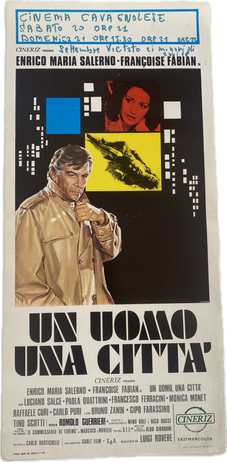 Locandina originale film Un uomo, una città (1974) - Regia di Romolo Guerrieri