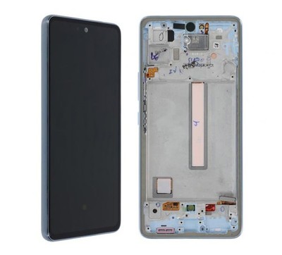 Original Samsung A53 5G A536B AMOLED Display Touchscreen Bildschirm Rahmen Blau