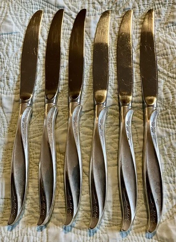 INTERNATIONAL STERLING SILVER PINE SPRAY Dinner  KNIVES Knife  Lot of  6 Scrap ?