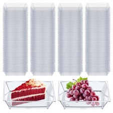 200 Pieces Clear Mini Dessert Plates, 2.5 Inch Disposable Plastic Appetizer P...