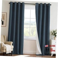 100 Blackout Curtains for Bedroom 108 Inches 52"W x 108"L Pack of 2 Navy