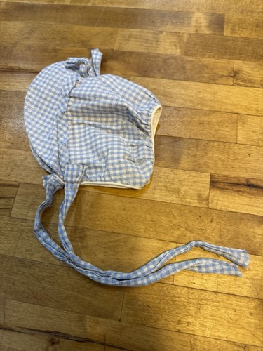 Vintage Baby Bonnet Blue Checkered