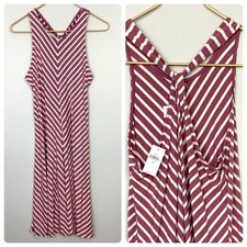 NWT Gap Sz Medium Pink Stripe Back Twist Sleeveless Soft Jersey Tank Midi Dress