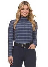 Kerrits Stretch Plaid Quarter Zip Top - Galaxyblue Plaid