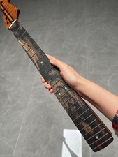 DIY 5-Piece Ebony Fretboard Flame Maple Guitar Neck 22Frets Abalone Inlays Satin