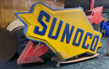 Vintage SUNOCO Gas Station Lighted Double-sided Outdoor Sign  w/Arrow ~ GO449