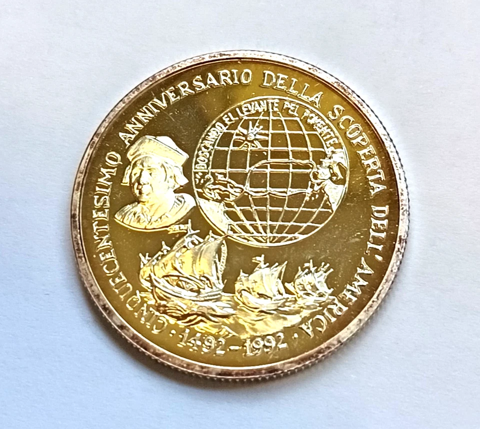 LA MEZZA ONCIA CRISTOFORO COLOMBO ARGENTO PURO 999/1000 - Immagine 2 di 3