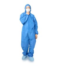 Blue Disposable Coveralls Hooded 50 GSM PP Painters Suit Hazmat 2X-Large