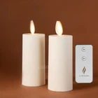 Set of 2 Luminara Flameless Votive LED Candles Ivory with Remote Moving Wick