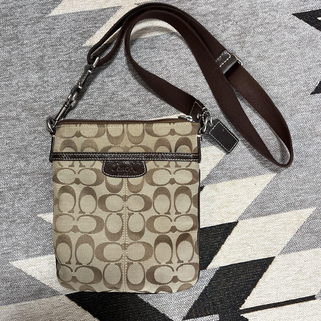 COACH CC Jacquard Canvas Crossbody Shoulder Bag  