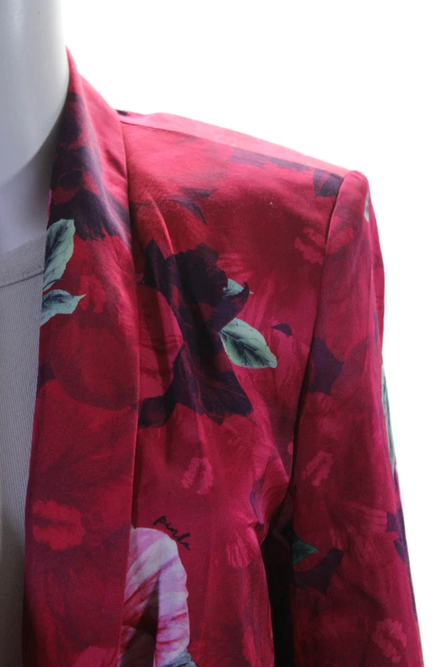 Jaqueta Blazer Pinko Feminina Gola Floral Manga Longa Botões Rosa Tamanho 4 - Imagem 2 de 4