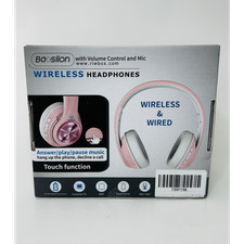 Baosilon TX8 Bluetooth Wireless & Wired Headphones Mic Touch Control Pink