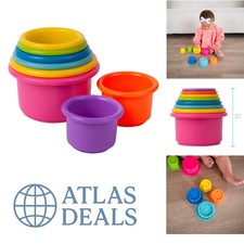 Educational Bath Time Fun: 8 Multi-Colored Stacking Cups for Toddlers