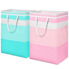 2-Pack 75L Laundry Hamper Collapsible Waterproof Laundry Basket with Easy Car...
