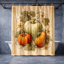 Pumpkin Harvest Festival Shower Curtain 72x72 Flat Polyester Bath Decor