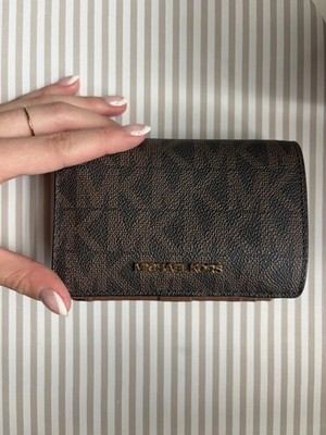 Michael Kors Brown/Black Logo Bifold Wallet Snap, ID Window, Zip Coin Pocket