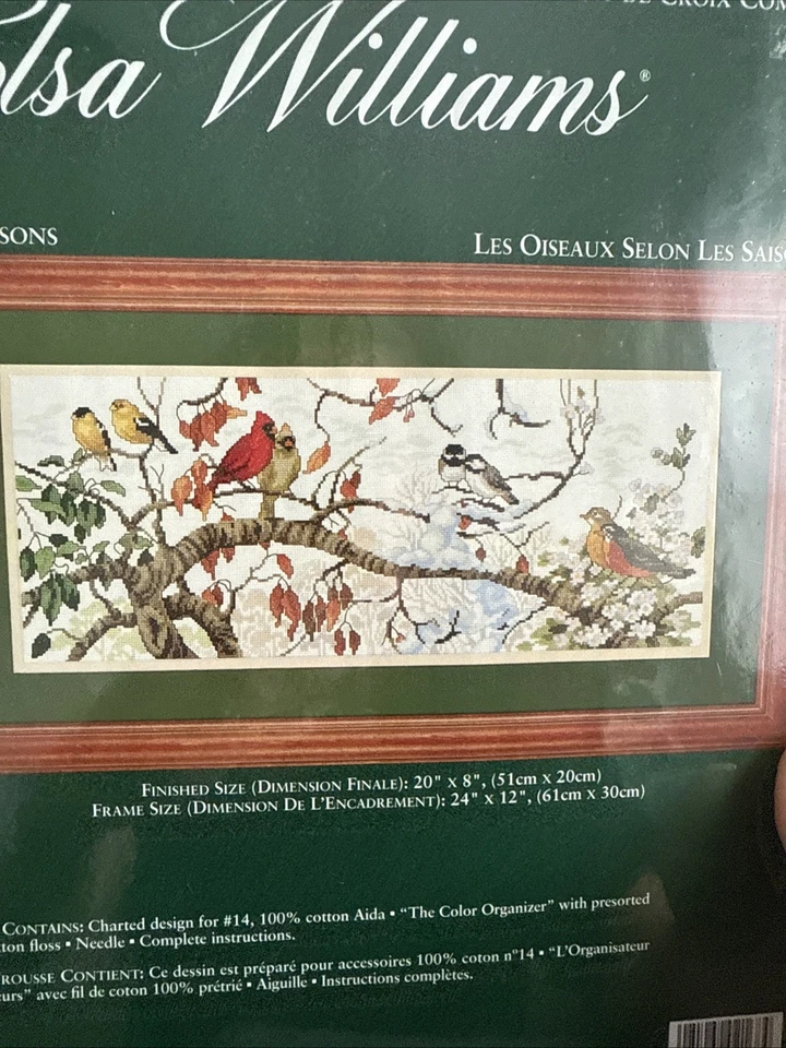 Kit de punto de cruz contado "Bird Seasons" 2005 Elsa Williams # 02168 sellado Foto 2 de 4