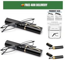 Viseng 2.50 Reading Glasses Black Slim Mini Metal Compact Rimless Readers