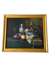 Original Vintage Signed, Fruit Still Life Oil Painting Naturmort Artist Jahn 🎨 