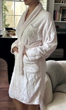 Vintage 80s Victoria  s Secret S Pink Terry Cloth Crown Label Crest Robe