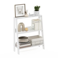 Ladder Book Shelf, 3-Tier Open Design 3-Tier, White