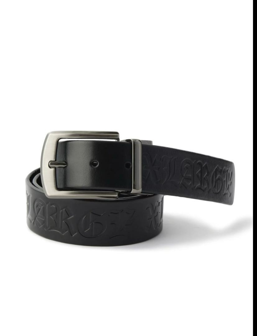 Extra Large Reversible Black Croc Print Leather Belt in Excellent Condition