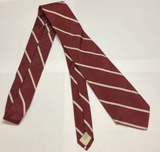 Vtg 80s Brooks Brothers Makers Silk Neck Tie, Red/White Diagonal Stripe, 55  