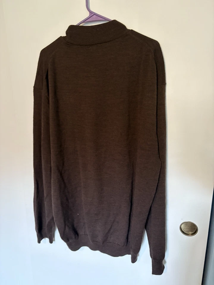 Linea Uomo Mens sz 4X Sweater Wool Blend Brown Pullover Long Sleeve - Image 3 of 4