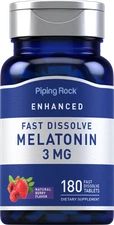 Melatonin 3mg | 180 Fast Dissolve Tablets | Non-GMO | By Piping Rock