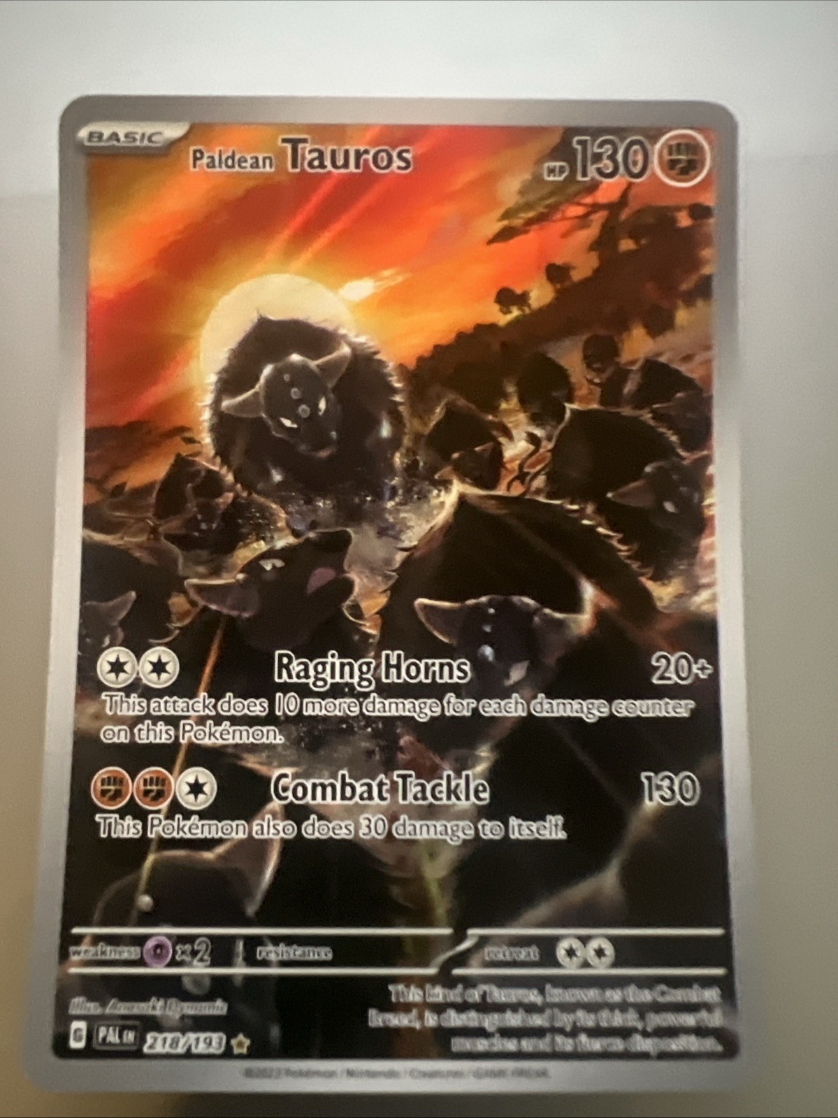 Pokémon TCG Paldea Evolved Paldean Tauros 218/193 Illustration Rare Full Art