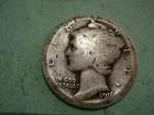 1916 P Mercury Dime worn album filler, actual coin in photo