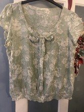 Next Green White Plus Size 20 Floral Top Short Sleeved