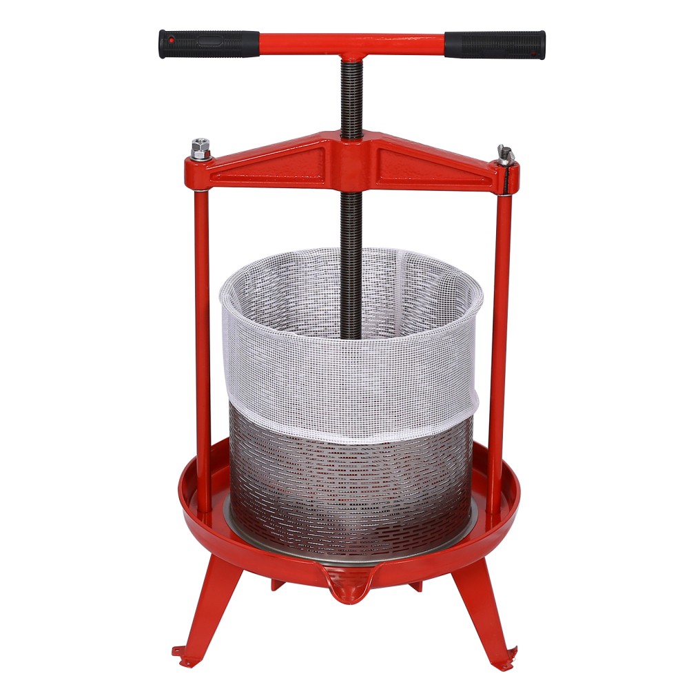 Stainless Steel Fruit Wine Press 3.7Gal/14L T-Handle Heavy Duty Juice Maker