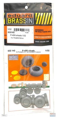 EDU632143 1:32 Eduard Brassin P-40N Warhawk Wheels Set (TRP kit)