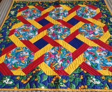 Ribbon Twist Quilt With Flying Cats (38" x 38")