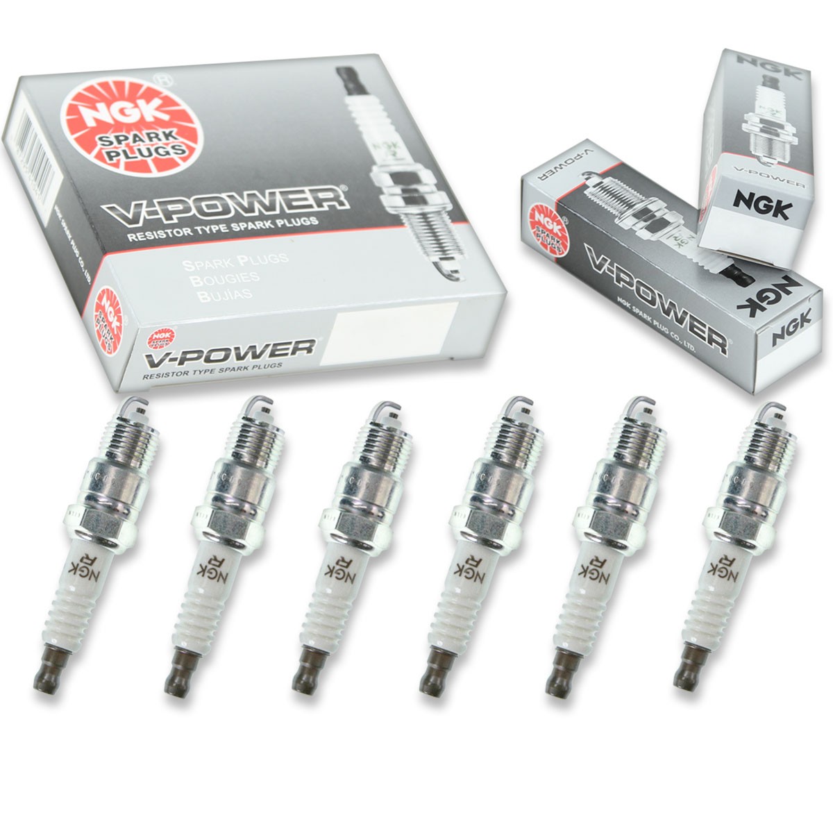 6 pcs NGK V-Power Spark Plugs for 1981-1987 Dodge D250 3.7L L6 - Engine Kit mv