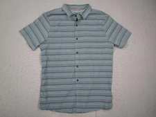 Roark Revival Shirt Men Medium Blue Tactel Button Up Hawaiian Travel Quick Dry