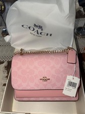 Coach Pink Signature Logo Small Flap Snap Cha...
