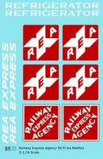 K4 G 1:24 Scale Decals Railway Express Agency Steel Ice Reefer Red White REA REX