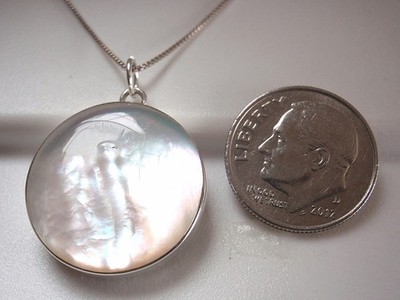 Mother of Pearl 19 mm 925 Sterling Silver Pendant   you'll get exact item  1075g
