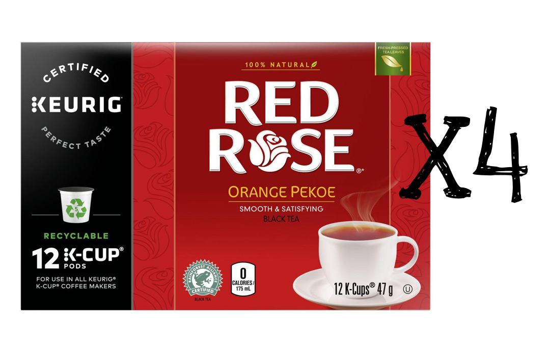 Red Rose Orange Pekoe Tea Keurig KCup Pods Box of 12x4 FRESH CANADA