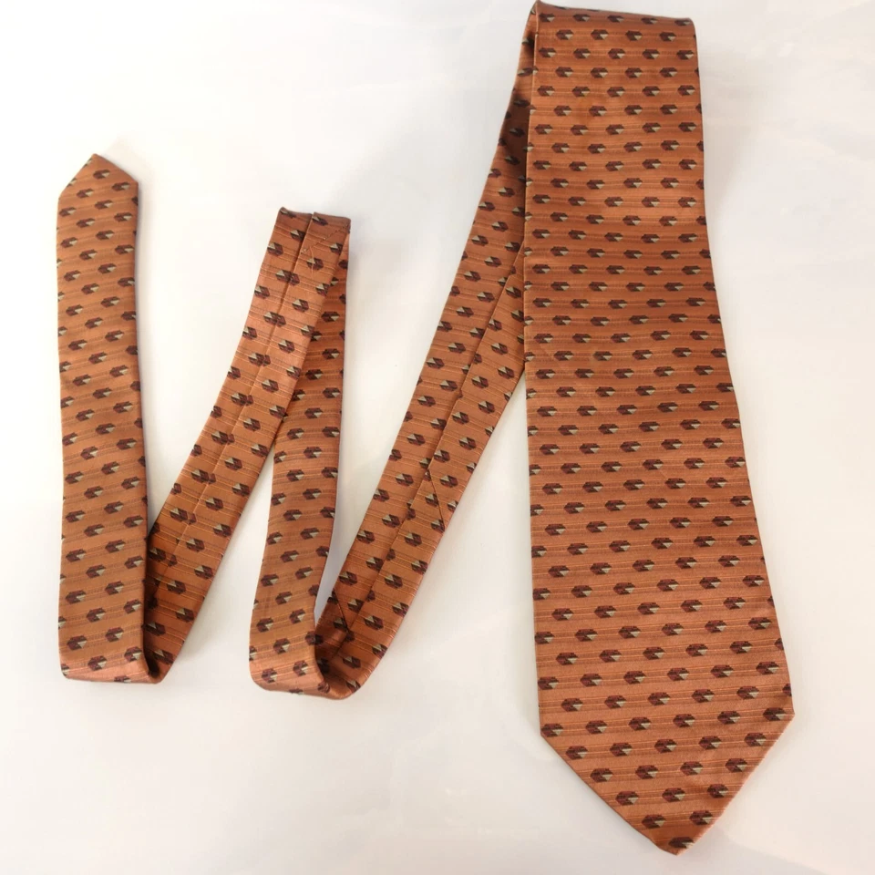 Corbata de cuello naranja para hombre pastillas geométricas seda ropa de carrera IT DESIGN NETWORK Japón Foto 3 de 4