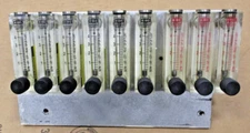 King Instrument Co SCFM-Air-STP Meter Bank Nine(9) Float Flow Meters 0-4 A8362LR