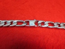 18-36"  10MM STAINLESS STEEL SILVER 10MM FIGARO CHAIN NECKLACE W/SPECIAL CLASP