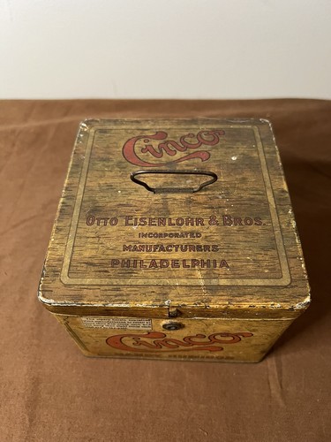 Vintage Square Pipe Tobacco Tin Cinco Handy Humidor Philadelphia Empty Eisenlohr - Picture 5 of 19