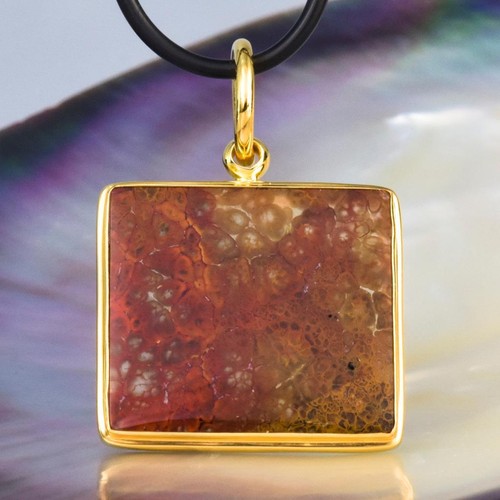 Anhänger Feder Achat Cabochon & Vermeil 18K Vergoldet an Sterling Silber 6.26 G - Bild 5 von 13
