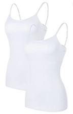 2 Pack ATTRACO Women's Cotton Camisole Shelf Bra Spaghetti Straps Tank Top