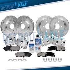 Front & Rear Drilled Rotors Calipers Brake Pads for Chevrolet Impala Monte Carlo