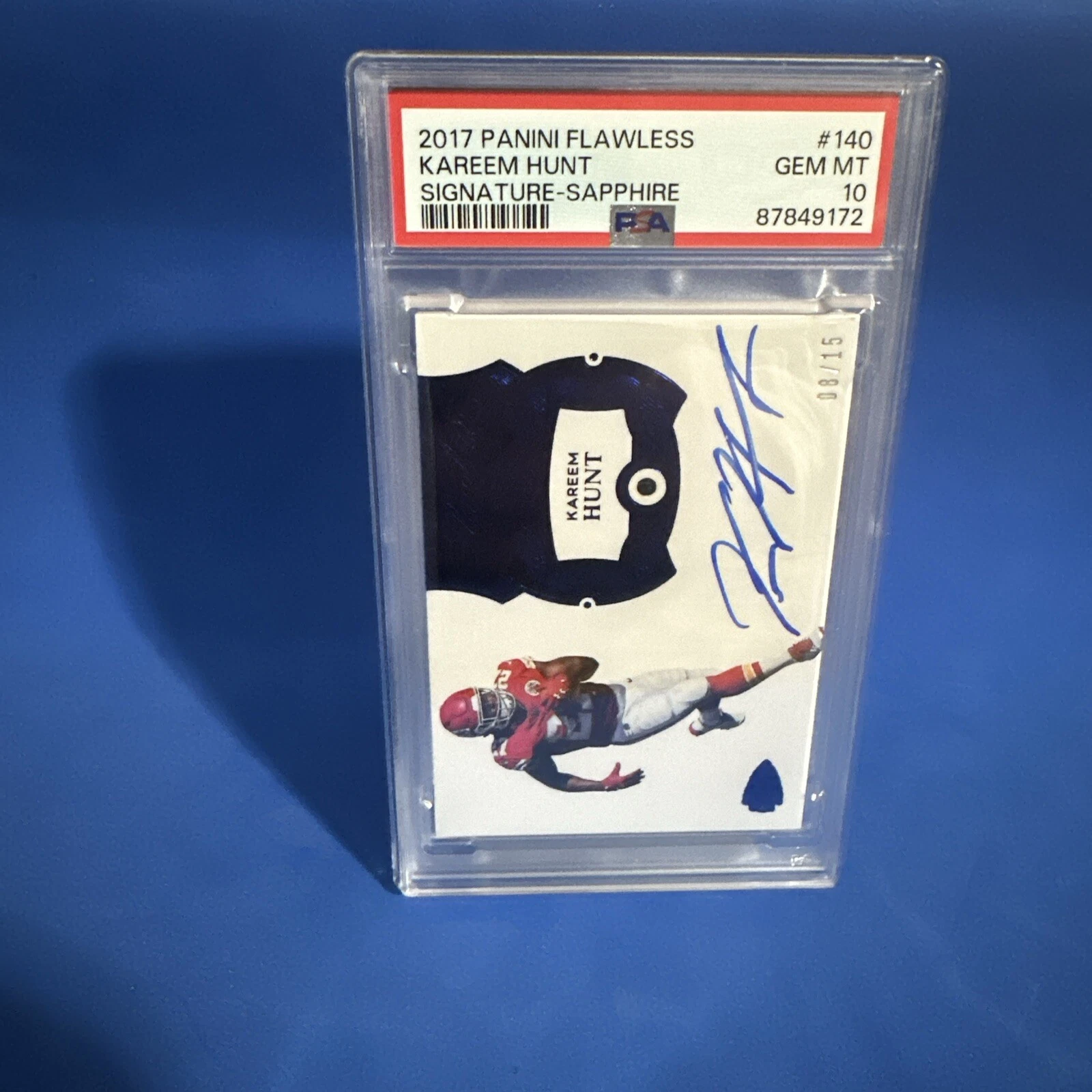 Kareem Hunt Panini Flawless #140 Signature-Sapphire